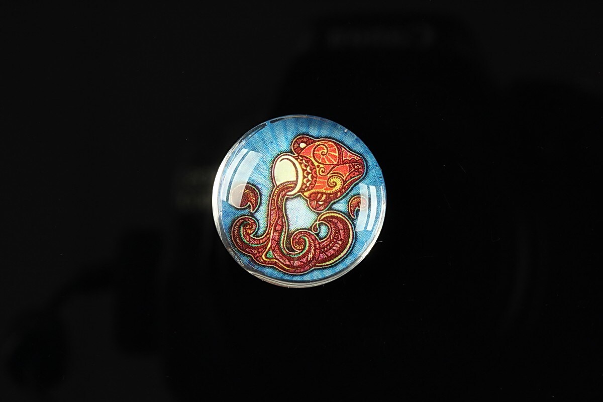 Cabochon sticla 20mm "Tribal zodiac" varsator cod 169