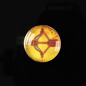 Cabochon sticla 20mm "Tribal zodiac" sagetator cod 171