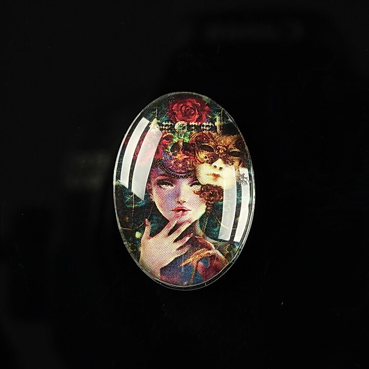 Cabochon sticla 25x18mm "Magic queen" cod 181