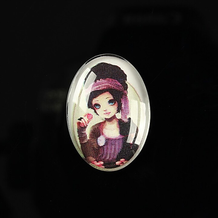 Cabochon sticla 25x18mm "Girl next door" cod 185