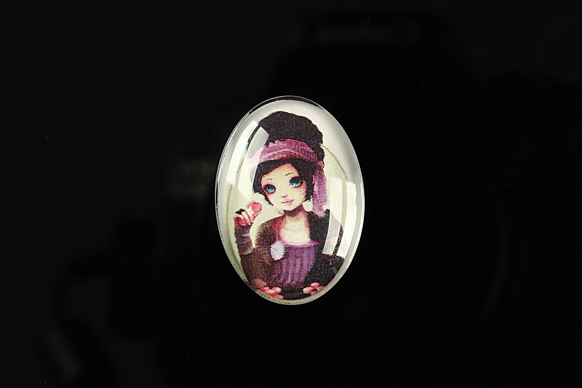 Cabochon sticla 25x18mm "Girl next door" cod 185