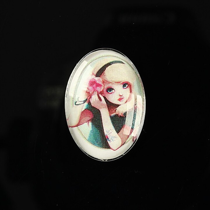 Cabochon sticla 25x18mm "Girl next door" cod 186