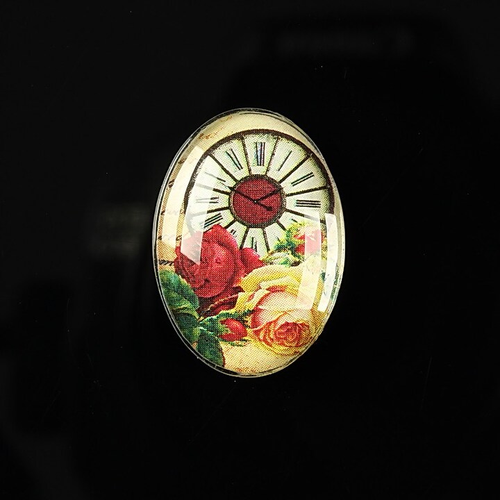 Cabochon sticla 25x18mm "Time flowers" cod 196