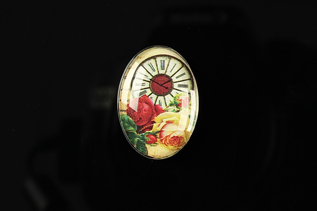 Cabochon sticla 25x18mm "Time flowers" cod 196