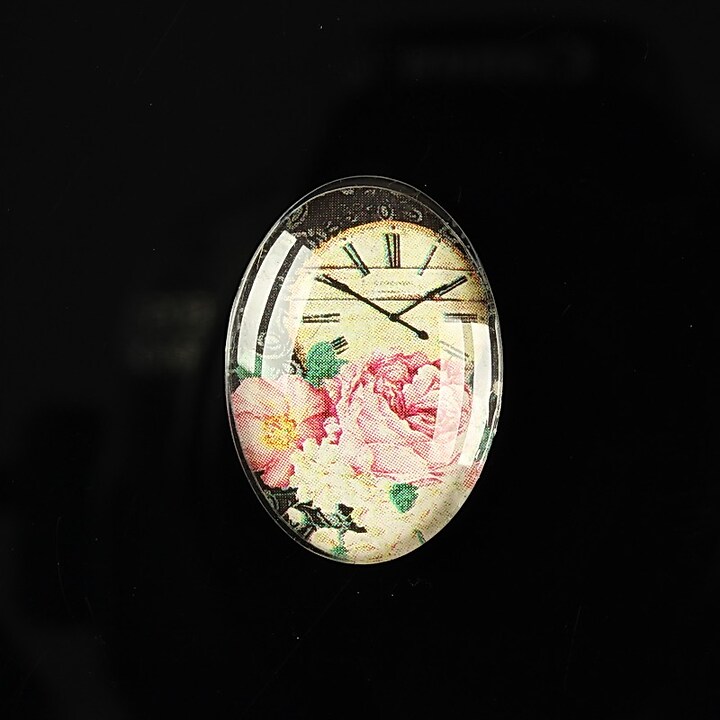 Cabochon sticla 25x18mm "Time flowers" cod 197