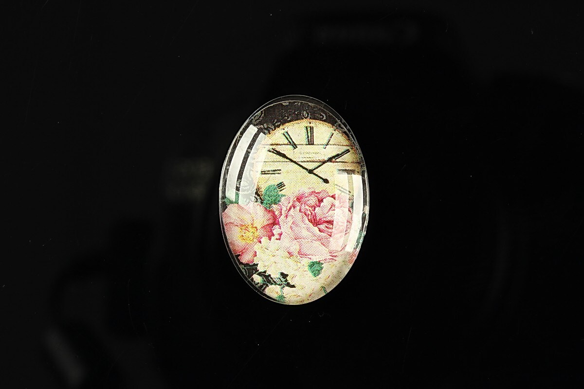 Cabochon sticla 25x18mm "Time flowers" cod 197