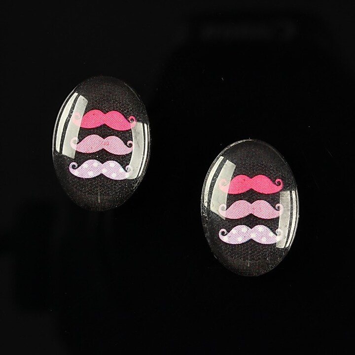 Cabochon sticla 18x13mm "Loving moustache" cod 202