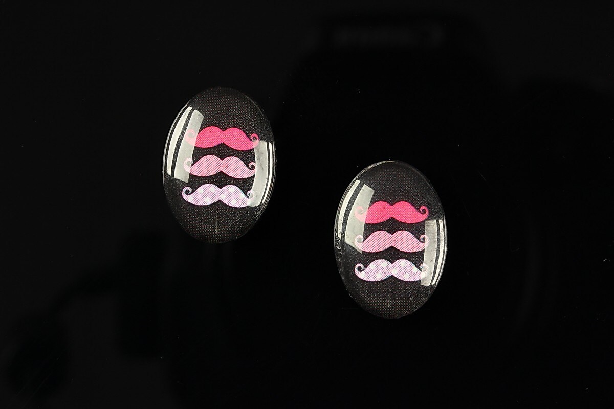 Cabochon sticla 18x13mm "Loving moustache" cod 202