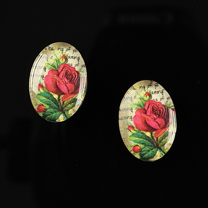 Cabochon sticla 18x13mm "Vintage garden" cod 203