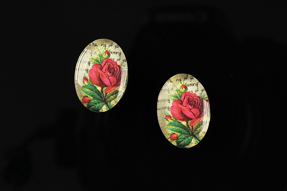 Cabochon sticla 18x13mm "Vintage garden" cod 203