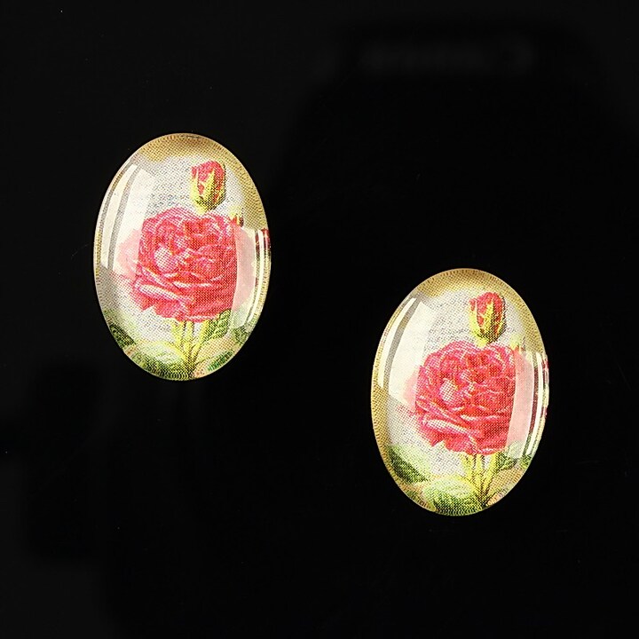 Cabochon sticla 18x13mm "Vintage garden" cod 204