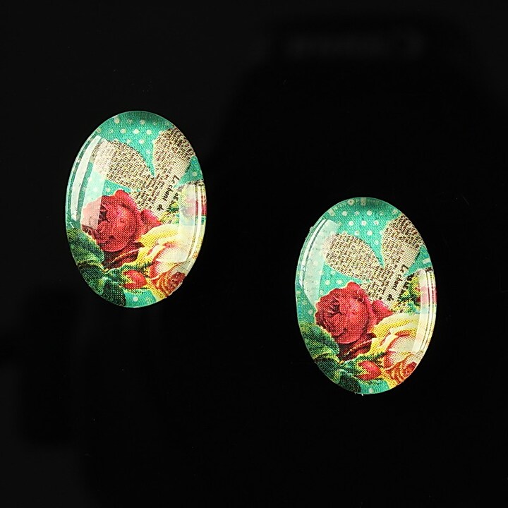 Cabochon sticla 18x13mm "Vintage garden" cod 206