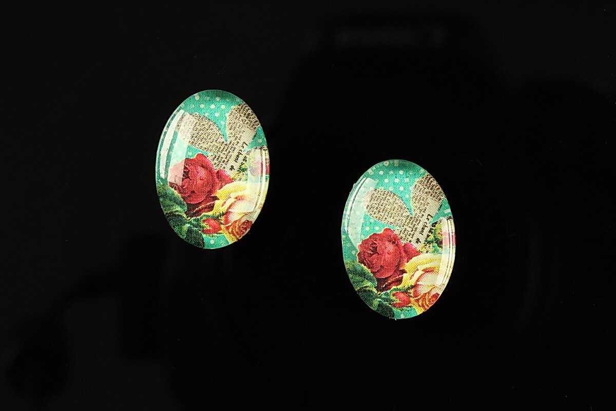 Cabochon sticla 18x13mm "Vintage garden" cod 206