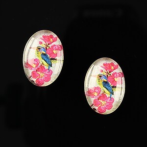 Cabochon sticla 18x13mm "Vintage garden" cod 207