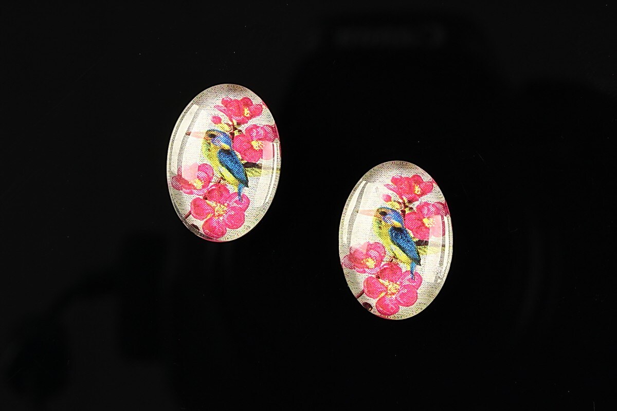 Cabochon sticla 18x13mm "Vintage garden" cod 207