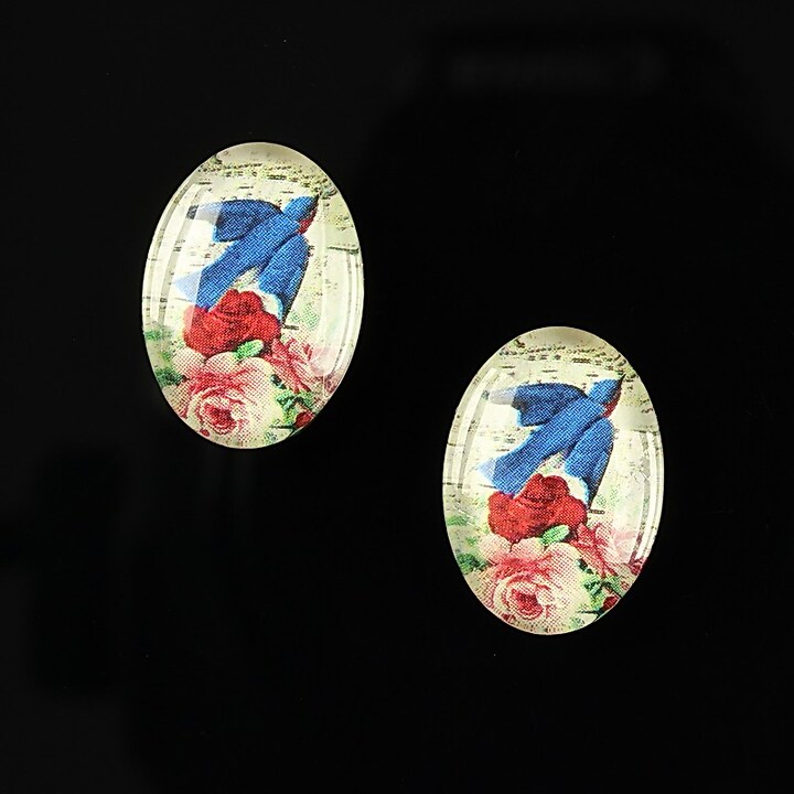 Cabochon sticla 18x13mm "Vintage garden" cod 208