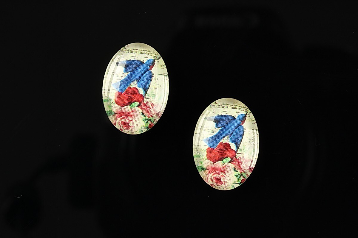 Cabochon sticla 18x13mm "Vintage garden" cod 208