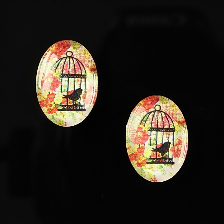 Cabochon sticla 18x13mm "Vintage garden" cod 209