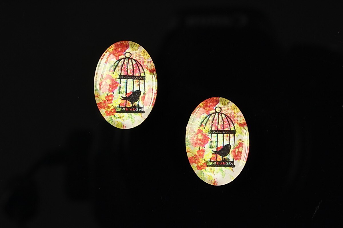 Cabochon sticla 18x13mm "Vintage garden" cod 209