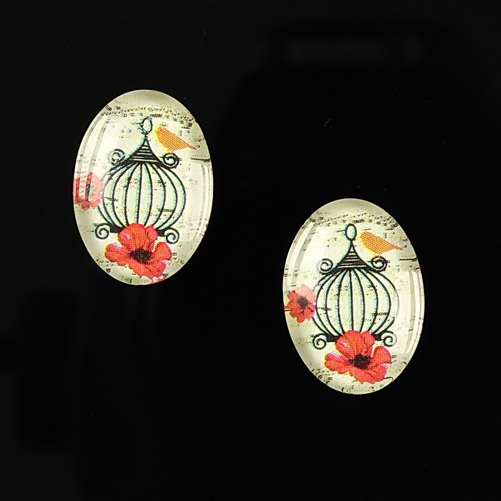 Cabochon sticla 18x13mm "Vintage garden" cod 210