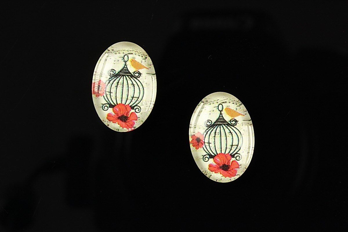 Cabochon sticla 18x13mm "Vintage garden" cod 210