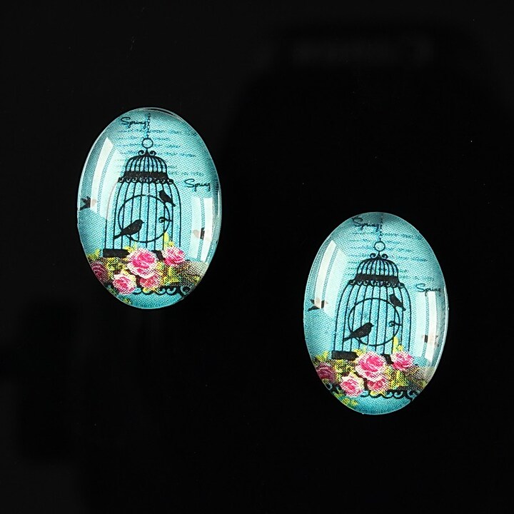 Cabochon sticla 18x13mm "Vintage garden" cod 213