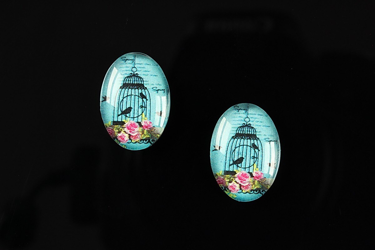 Cabochon sticla 18x13mm "Vintage garden" cod 213