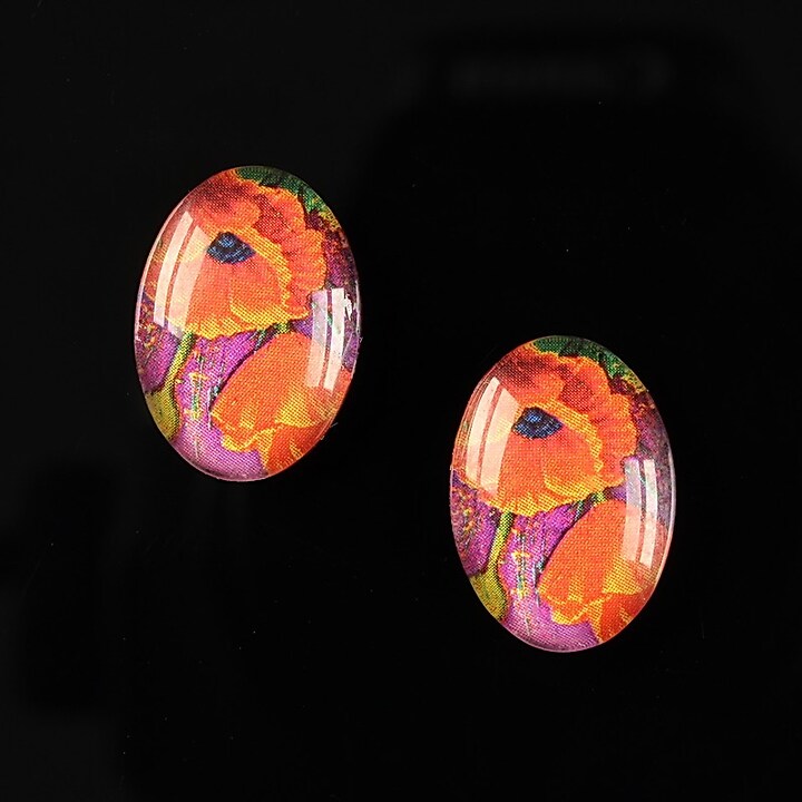 Cabochon sticla 18x13mm "Flower love" cod 219