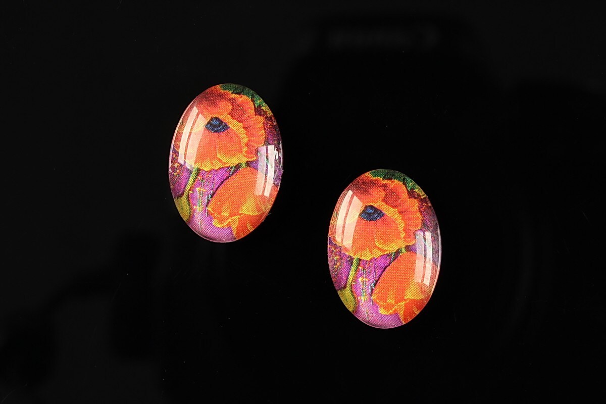 Cabochon sticla 18x13mm "Flower love" cod 219