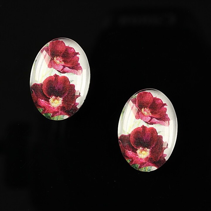 Cabochon sticla 18x13mm "Flower love" cod 220