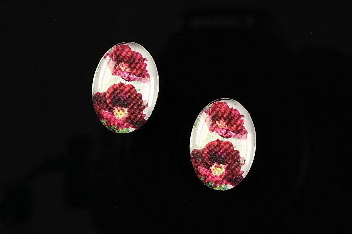 Cabochon sticla 18x13mm "Flower love" cod 220