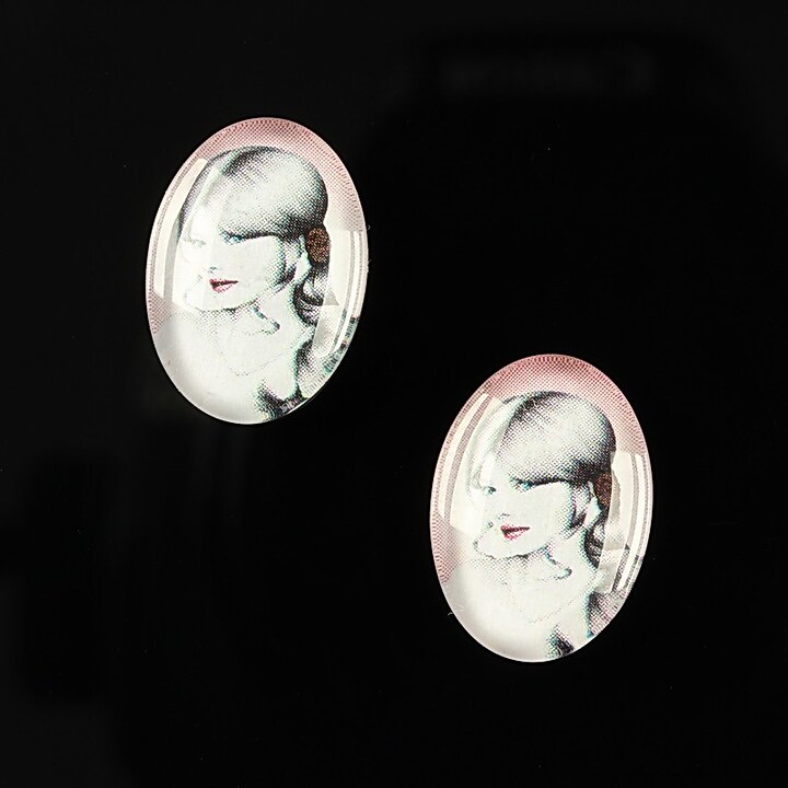 Cabochon sticla 18x13mm "Pretty girl" cod 222