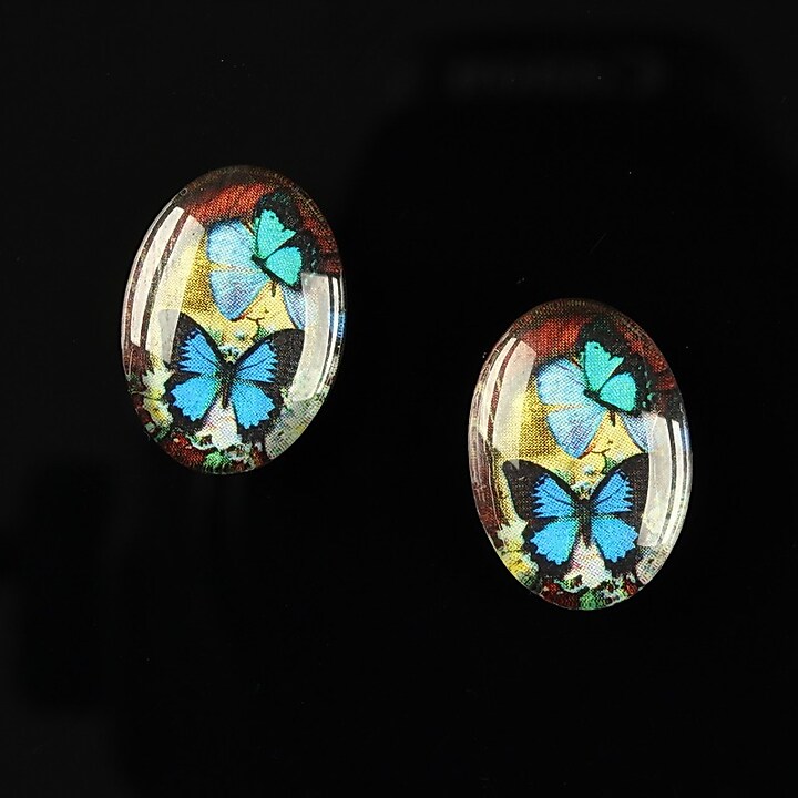 Cabochon sticla 18x13mm "Butterfly effect" cod 236