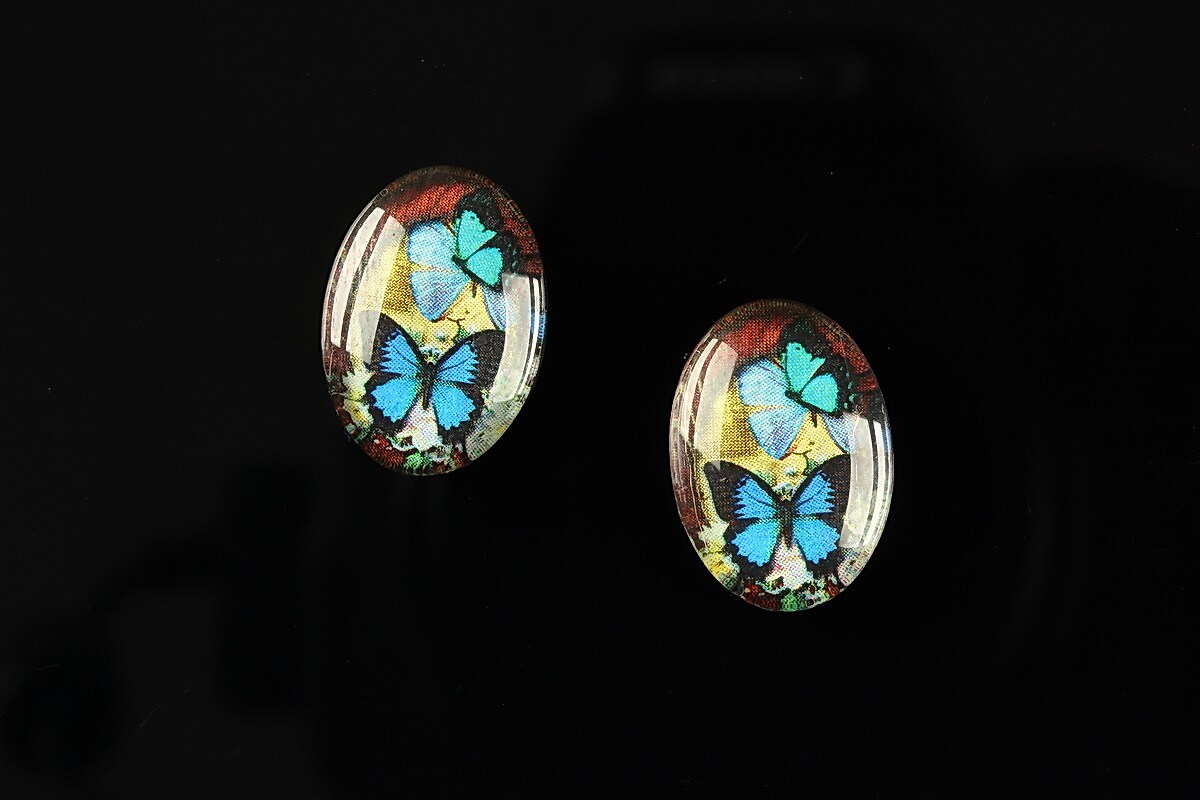 Cabochon sticla 18x13mm "Butterfly effect" cod 236