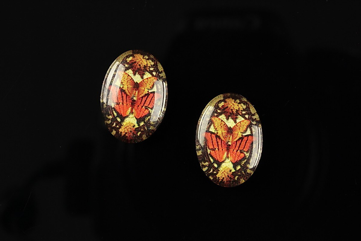 Cabochon sticla 18x13mm "Butterfly effect" cod 237