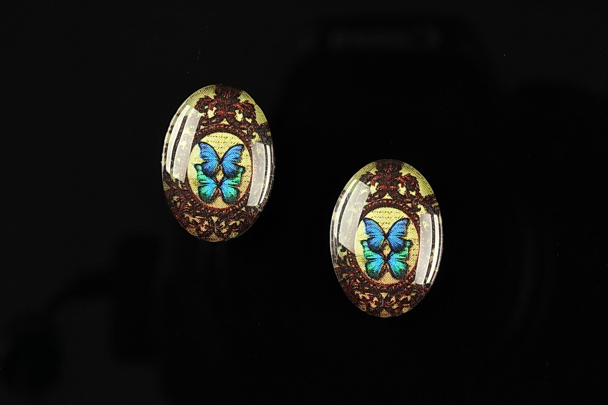 Cabochon sticla 18x13mm "Butterfly effect" cod 238