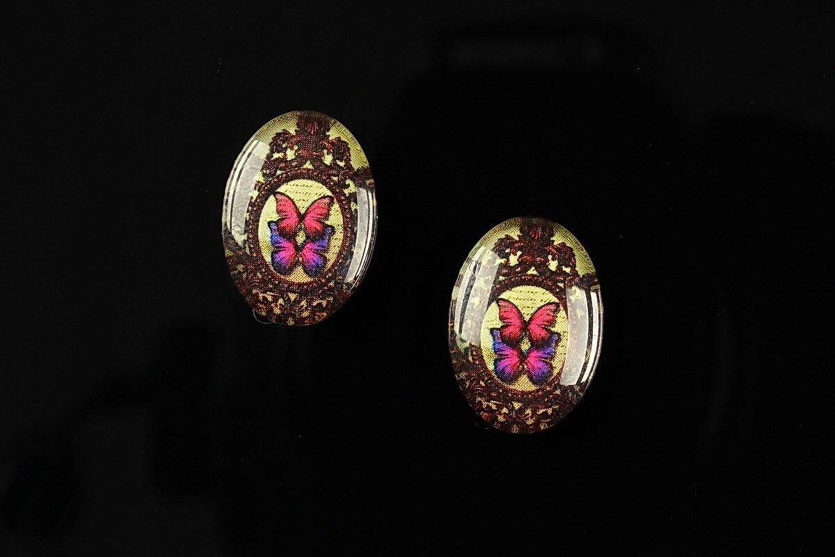 Cabochon sticla 18x13mm "Butterfly effect" cod 239