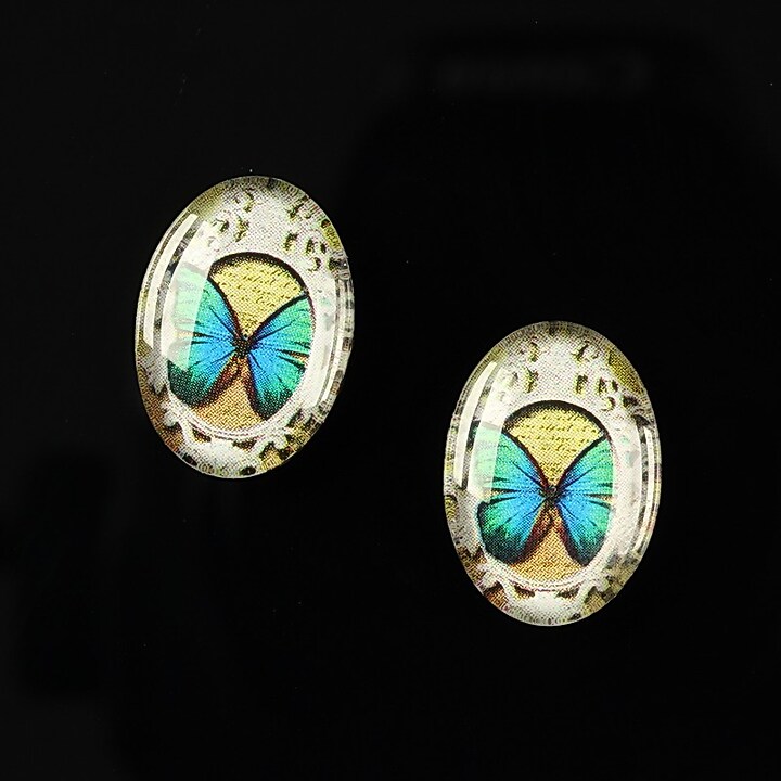 Cabochon sticla 18x13mm "Butterfly effect" cod 240