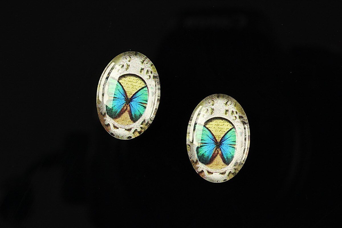 Cabochon sticla 18x13mm "Butterfly effect" cod 240