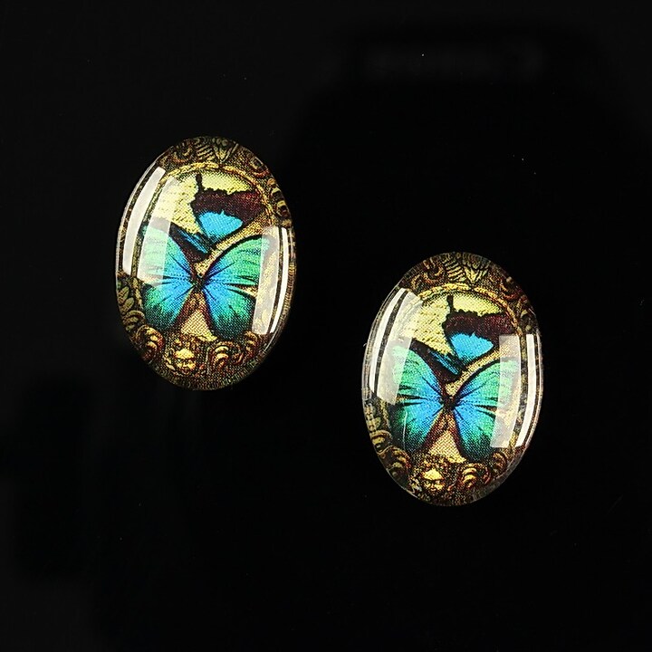 Cabochon sticla 18x13mm "Butterfly effect" cod 241