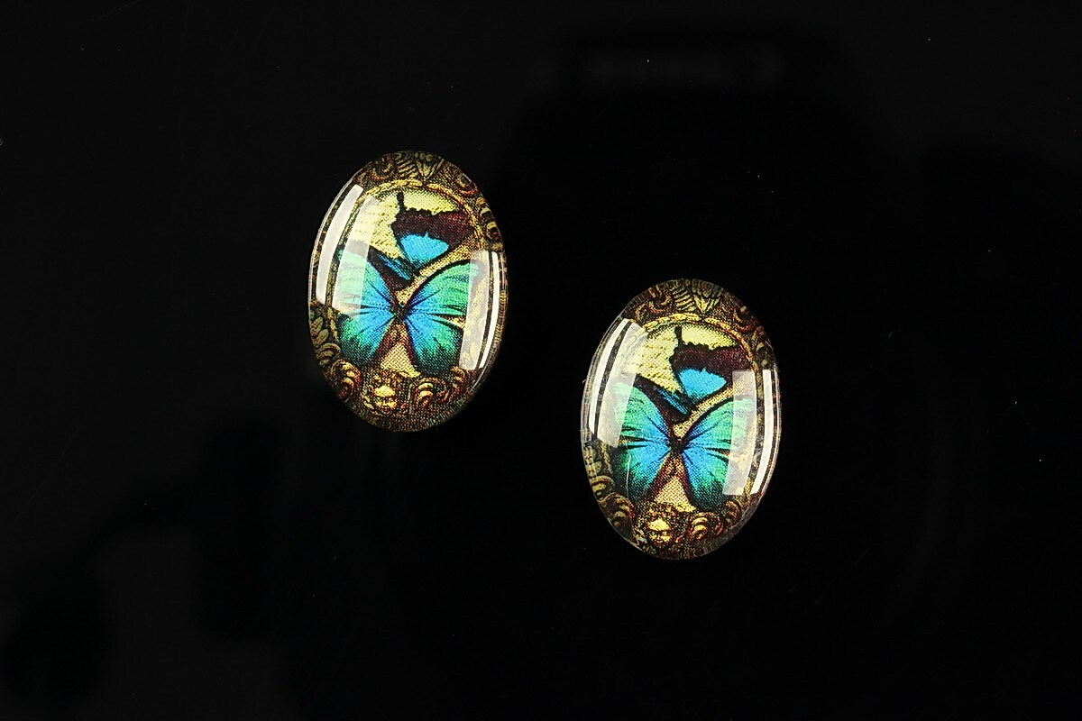 Cabochon sticla 18x13mm "Butterfly effect" cod 241