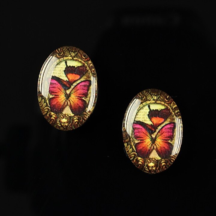 Cabochon sticla 18x13mm "Butterfly effect" cod 242