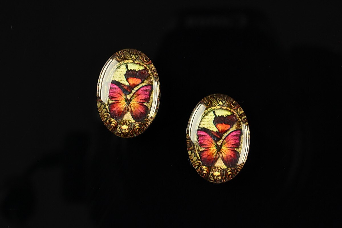 Cabochon sticla 18x13mm "Butterfly effect" cod 242