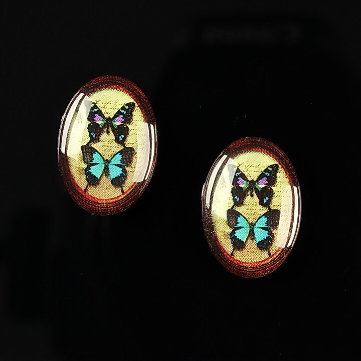 Cabochon sticla 18x13mm "Butterfly effect" cod 243