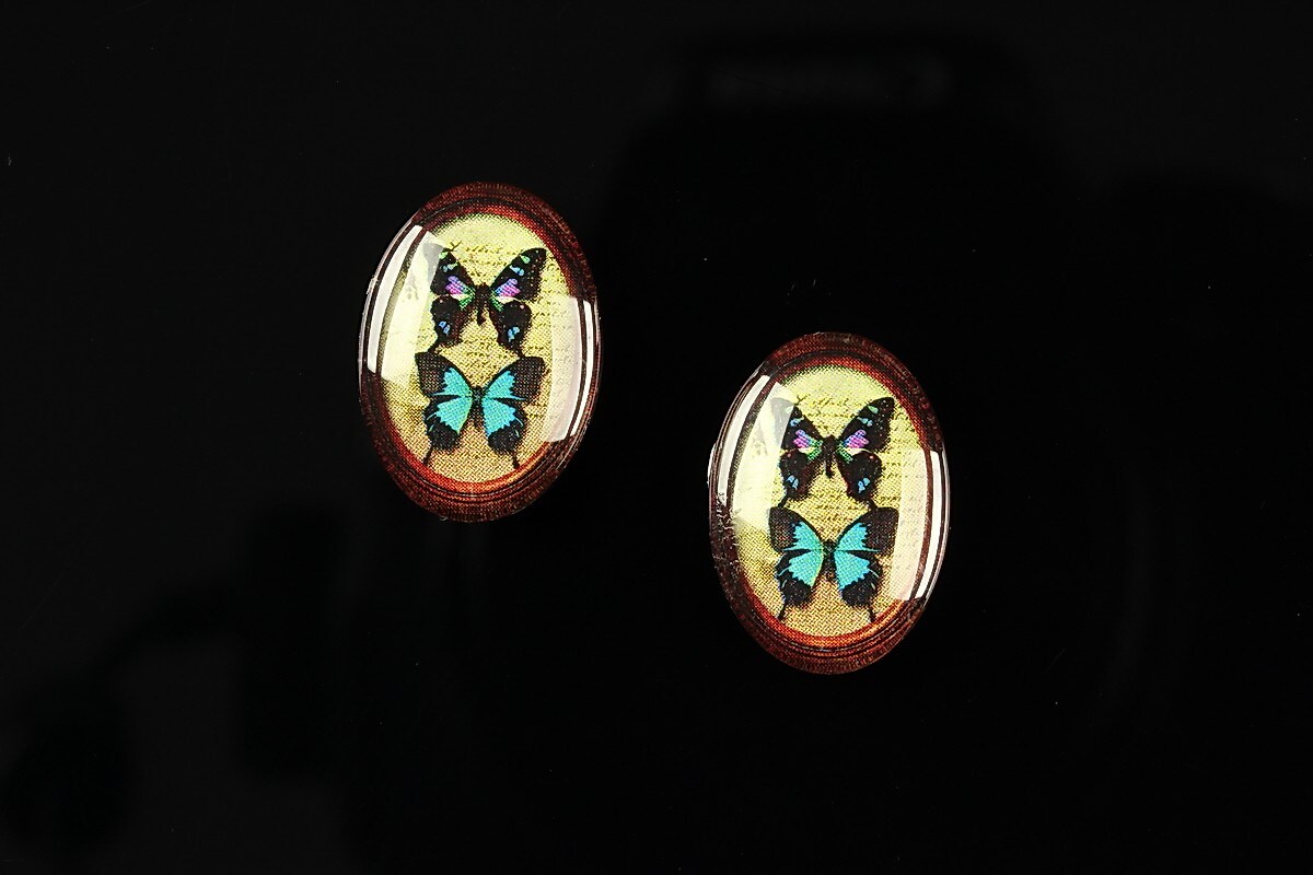 Cabochon sticla 18x13mm "Butterfly effect" cod 243