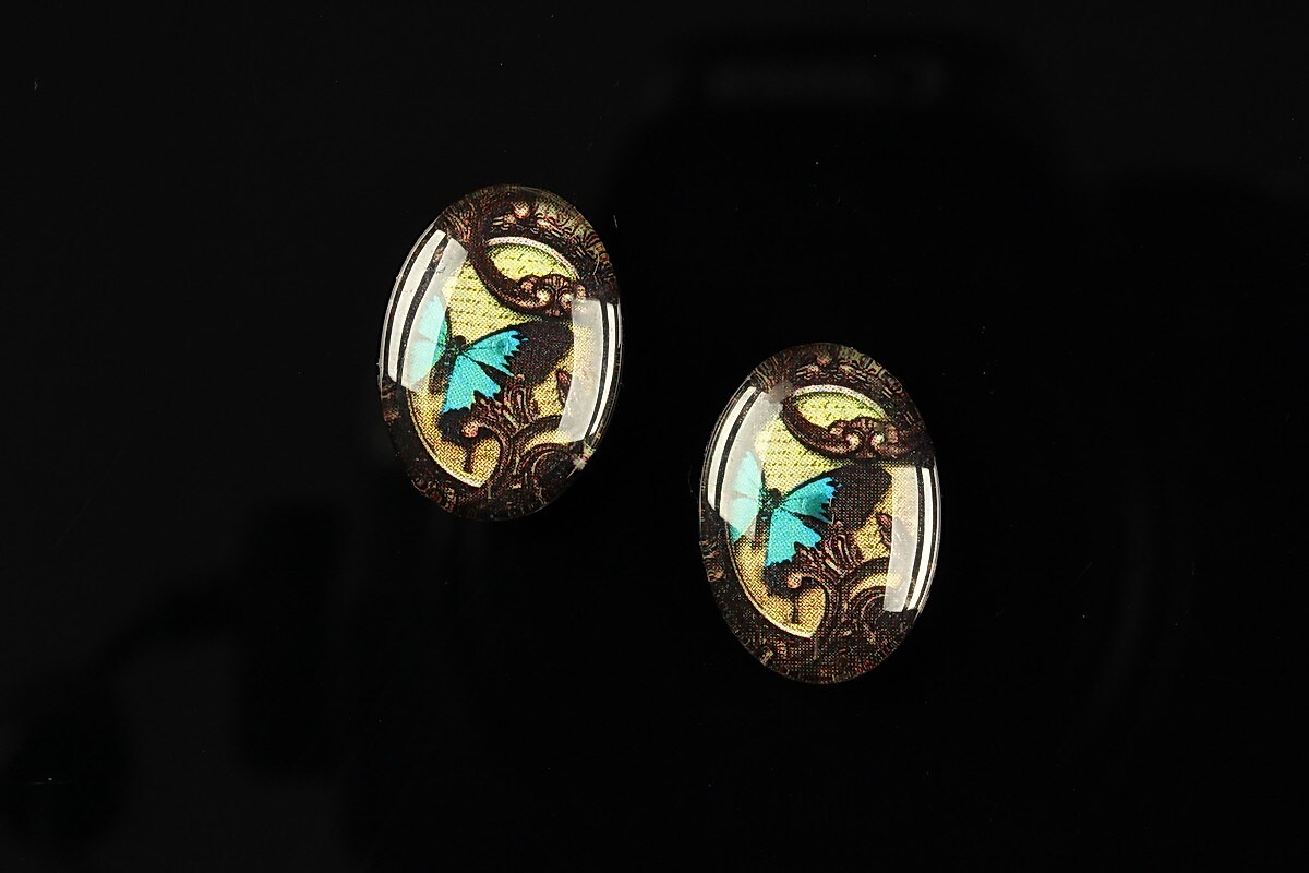 Cabochon sticla 18x13mm "Butterfly effect" cod 244