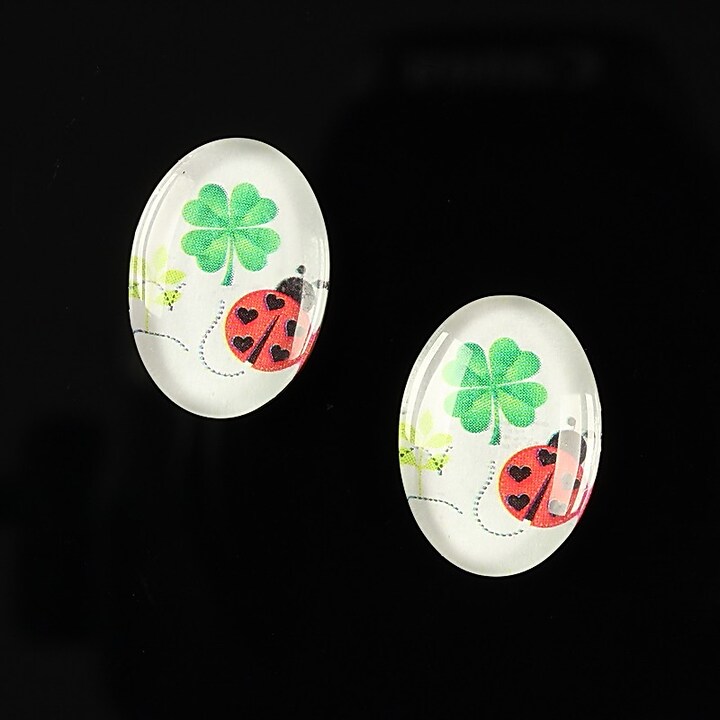 Cabochon sticla 18x13mm "Lucky ladybug" cod 251