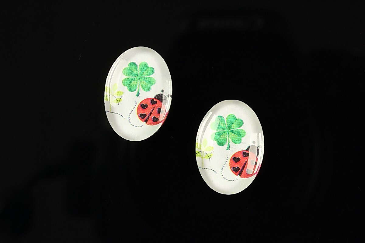 Cabochon sticla 18x13mm "Lucky ladybug" cod 251