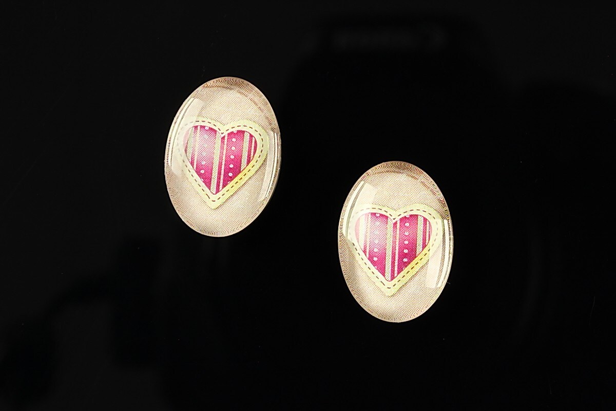 Cabochon sticla 18x13mm "Heart it" cod 248