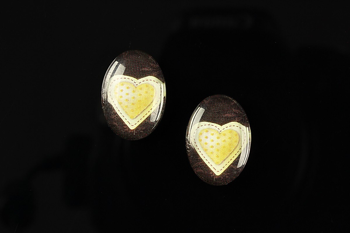 Cabochon sticla 18x13mm "Heart it" cod 246